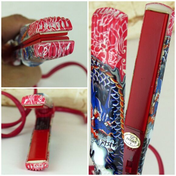 HerStyler Mini Tattoo Flat Iron Red Ceramic Hair Straightener Dual Voltage Y2K - Picture 11 of 13